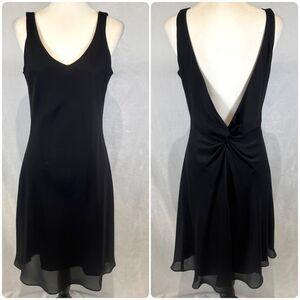 Vintage Niki by Niki Livas black chiffon twisted vback midi dress size 12